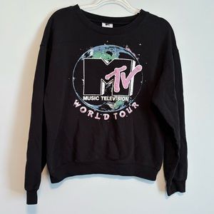 MTV Music Television WORLD TOUR Pullover Sweatshirt Size M 7-9 Black